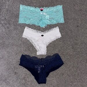 NWT! Lace Panty Bundle - Teal, White, Navy